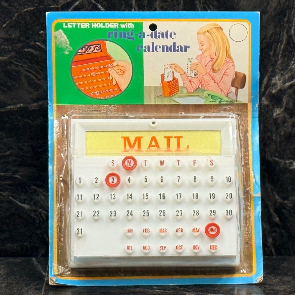 Vintage Letter Holder with Ring-A-Date Calendar - Picture 2 of 13